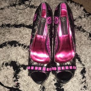Just fabulous studded skull high heels